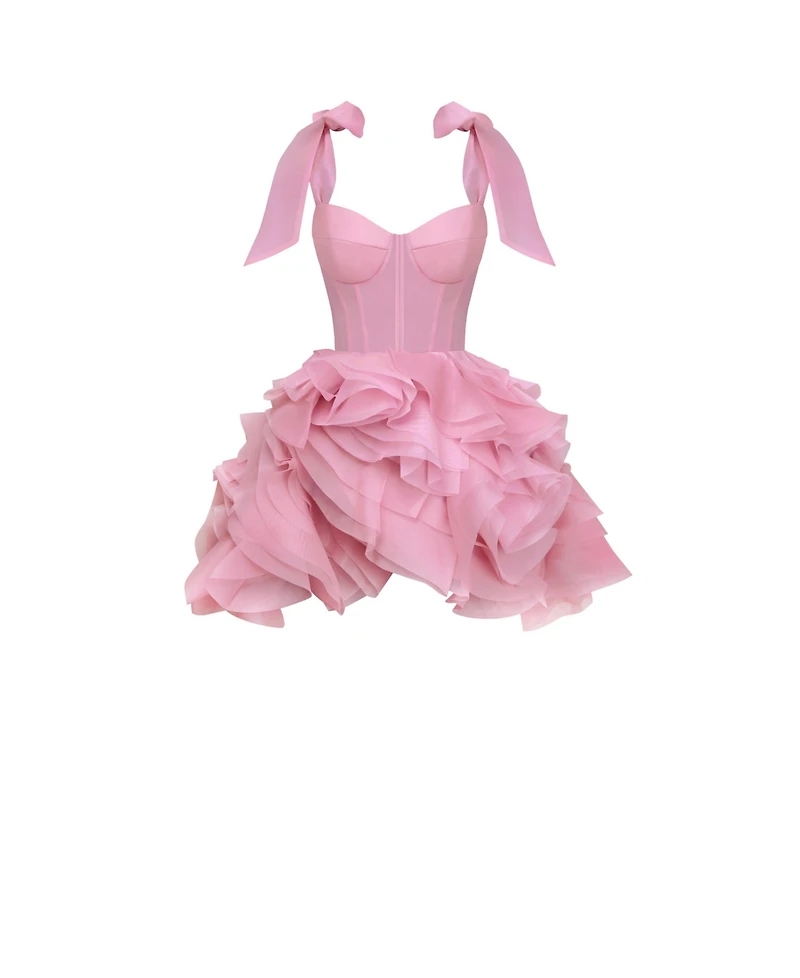 Milla Women's Danceable Mini With Ruched Flower Appliques