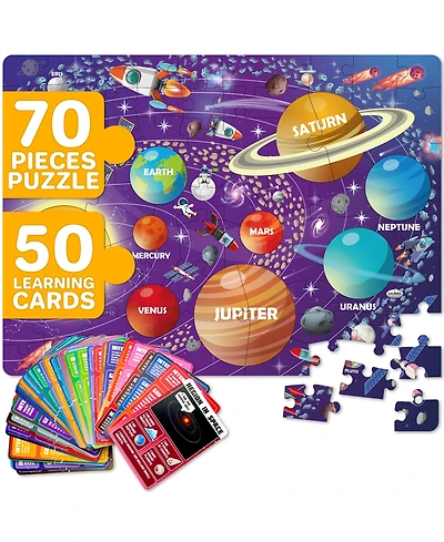 Quokka 70 Pcs Jigsaw Puzzles for Kids Ages 4-6 - 400+ Facts on 50 Flashcards