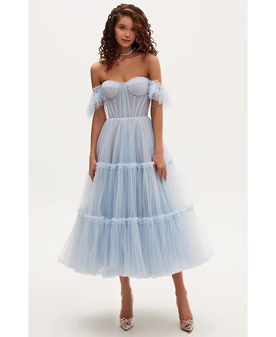 Milla Women's Ruffled Tulle Midi Dress