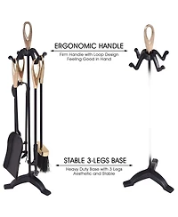 Sugift 5 Pieces Stylish Gold Iron Fireplace Tools Set
