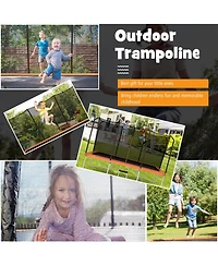 8 x 14 Feet Rectangular Recreational Trampoline with Safety Enclosure Net and Ladder-Orange