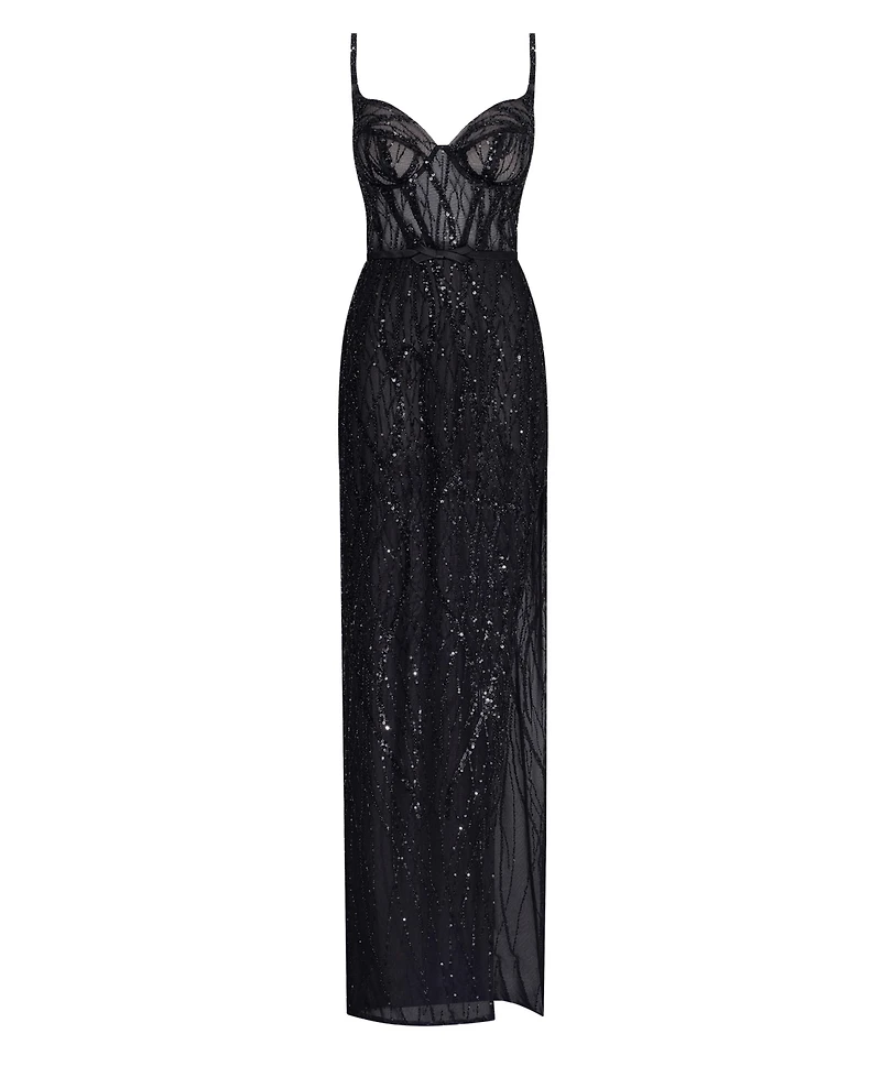 Milla Women's Astonishg Sequed Maxi Gown On Spaghetti Straps