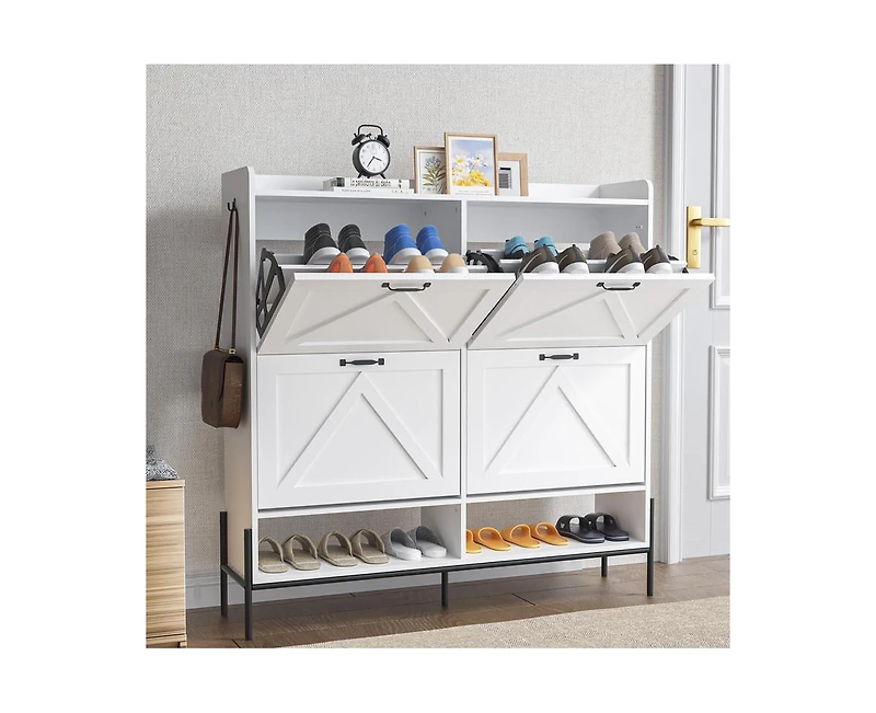 gaomon Shoe Cabinet with 4 Flip Drawers,Freestanding Shoe Storage Cabinet Organizer for Entryway,Shoe Rack Cabinet,Dry and Wet Separation Shoe Organiz