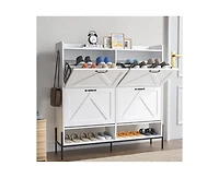 gaomon Shoe Cabinet with 4 Flip Drawers,Freestanding Shoe Storage Cabinet Organizer for Entryway,Shoe Rack Cabinet,Dry and Wet Separation Shoe Organiz