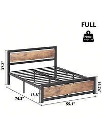 gaomon Bed Frame With Headboard, Industrial Platform Bedframe No Box Spring Needed