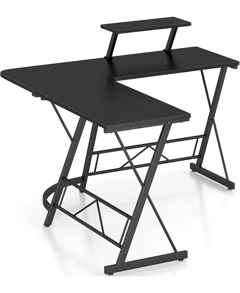 Mr Ironstone L-Shaped Desk 50.8" Computer Corner Desk, Home Gaming Desk, Office Writing Workstation with Large Monitor Stand, Space-Saving, Easy to As