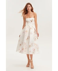 Milla Women's Strapless Midi Dress With A Flower Print
