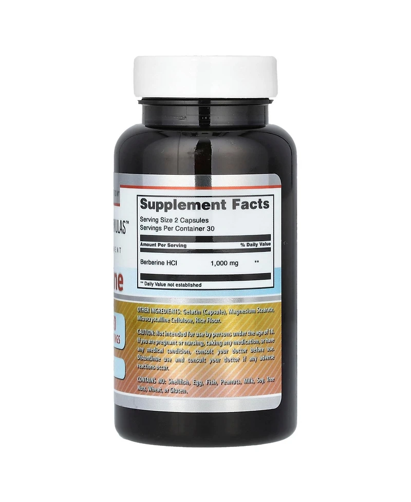 Amazing Nutrition Amazing Formulas Berberine 1000mg Per Serving 60 Capsules Supplement | Non Gmo | Gluten Free