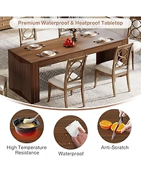 Tribesigns Farmhouse Dining Table for 6-8 People, 78.7-Inch Rectangular Wood Dining Table, Rustic Kitchen Table with Heavy Duty Wood Legs for Dining R