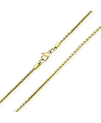 Bling Jewelry Thin Strong Simple Serpentine Chain Necklace Silver Tone Yellow Gold Plated Stainless Steel