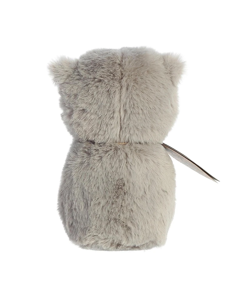 ebba Small Owlet Rattle Eco Eco-Friendly Baby Plush Toy Gray 6"