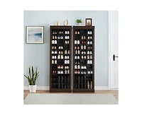 gaomon Shoe Storage Cabinet, Freestanding Tall Closet Shoe Organizer with Cubbies for 33 Pairs, Wooden Shoe Rack for Closet, Entryway, Living Room