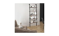 Slickblue Industrial Wall-Mounted Bookcase 5-Tier Open Ladder Shelf with Metal Frame for Stylish Storage