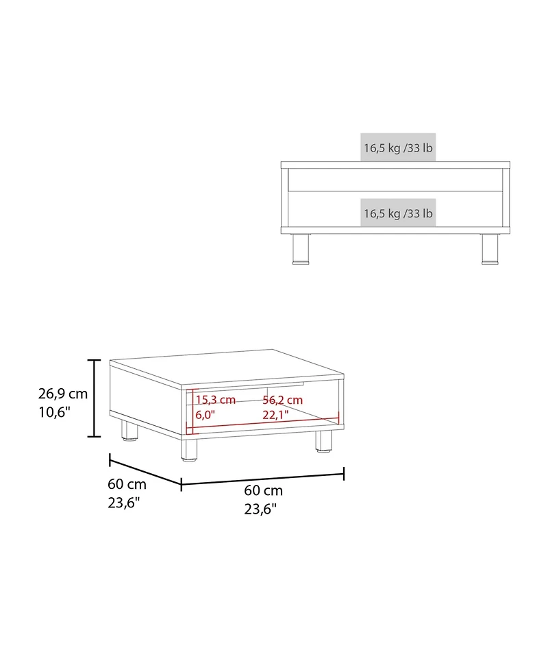 Fm Furniture Avondale Coffee Table in Melamine with Open Storage