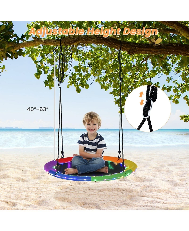 Gouun 40 Inches Saucer Tree Swing for Kids and Adults-Multicolor