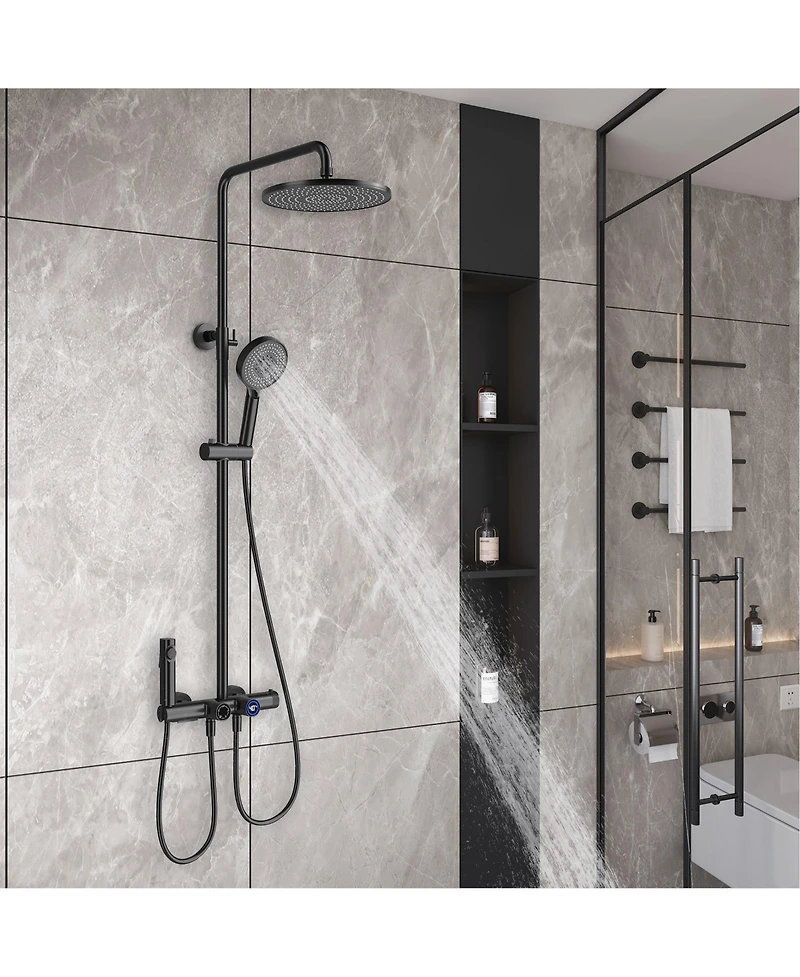 Mondawe 12Inch 4-Functiom Shower Faucet System Set with Handheld Spray (Rough-in Value Included)