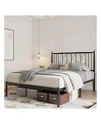 gaomon Metal Platform Bed Frame with Headboard, No Box Spring Needed, Slats Support, Easy Assembly, Under-Bed Storage