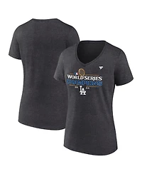 Fanatics Women's Heather Charcoal Los Angeles Dodgers 2024 World Series Champions Locker Room T-Shirt