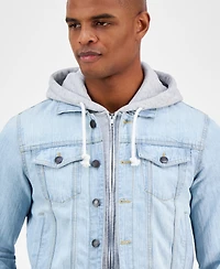 Sun + Stone Men's Phoenix Trucker Hooded Denim Jacket, Created for Macy's