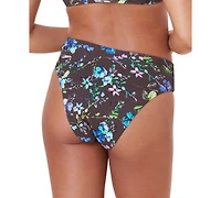 Women's '90s Floral Print High-Waist High-Cut Cheeky Bikini Bottoms