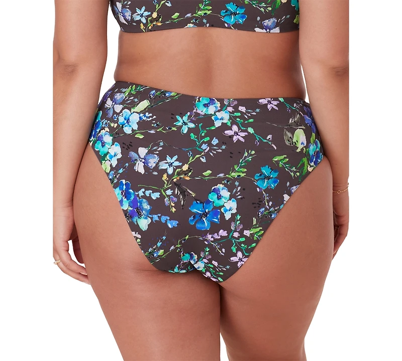 Women's '90s Floral Print High-Waist High-Cut Cheeky Bikini Bottoms