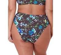 Women's '90s Floral Print High-Waist High-Cut Cheeky Bikini Bottoms