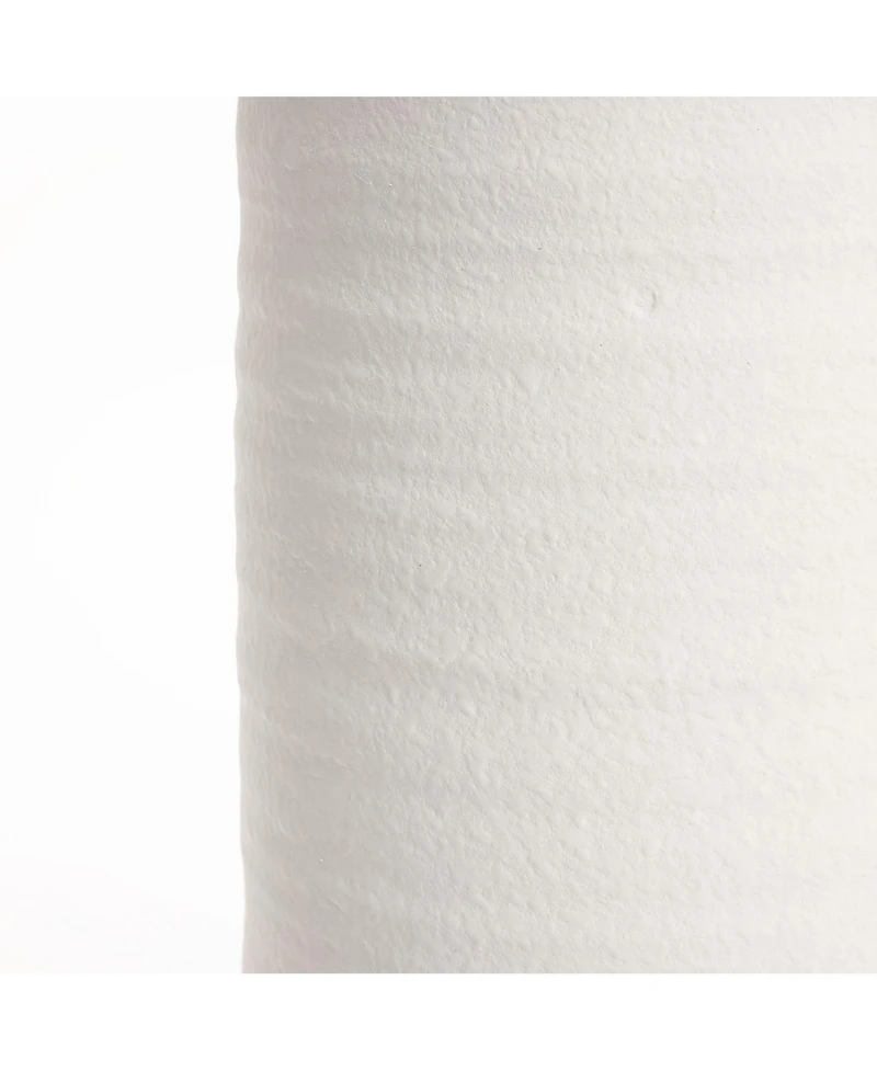 LuxenHome White Terracotta 16.1-Inch Tall Indoor and Outdoor Cylinder Vase
