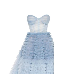 Milla Women's Light Blue Strapless Frill-Layered Fluffy Dress