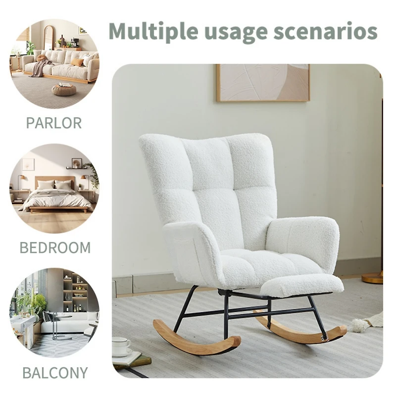 Streamdale Modern Nursery Rocking Chair w/ High Backrest (White)