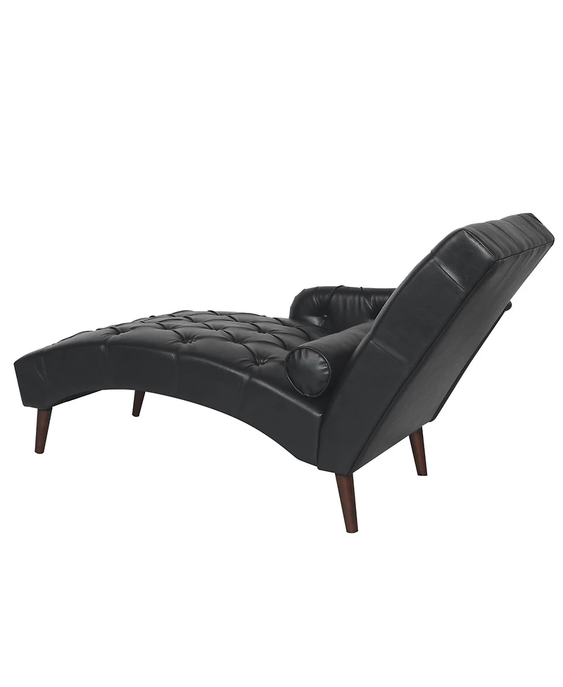 Streamdale Black Tufted Chaise Lounge with Pillow and Wood Legs