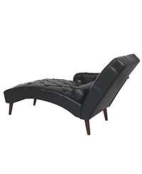 Streamdale Black Tufted Chaise Lounge with Pillow and Wood Legs
