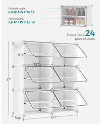 Songmics Home 6-Cube Shoe Organizer with Doors, Modern Look, Store Up to 24 Pairs of Shoes, White