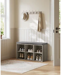 Songmics Home Cushioned Entryway Shoe Storage Bench with 6 Compartments, Heather Greige