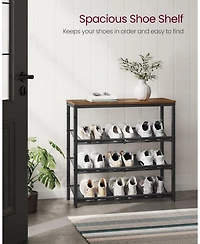 Songmics Home 4-Tier Shoe Rack for Entryway, store up to 12-15 pairs, Rustic Brown & Ink Black