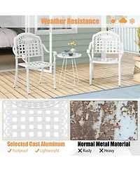 2 Pcs Patio Cast Aluminum Armrest Chairs Dining Stackable Outdoor