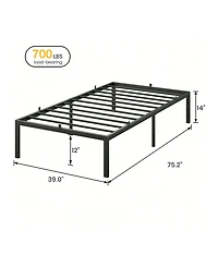 gaomon 14 Inch Twin Bed Frame Metal Platform, Twin Bed Frame With Ample Storage, No Box Spring Needed And Steel Slat Support, Easy Assembly