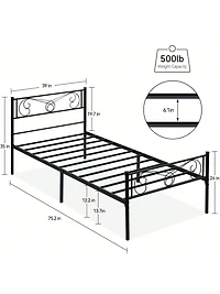 gaomon Metal Platform Bed Frame With Headboard And Footboard, Steel Slat Support Mattress Foundation