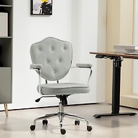 Homcom Cute Office Chair, Velvet-Feel Fabric Vanity Chair,