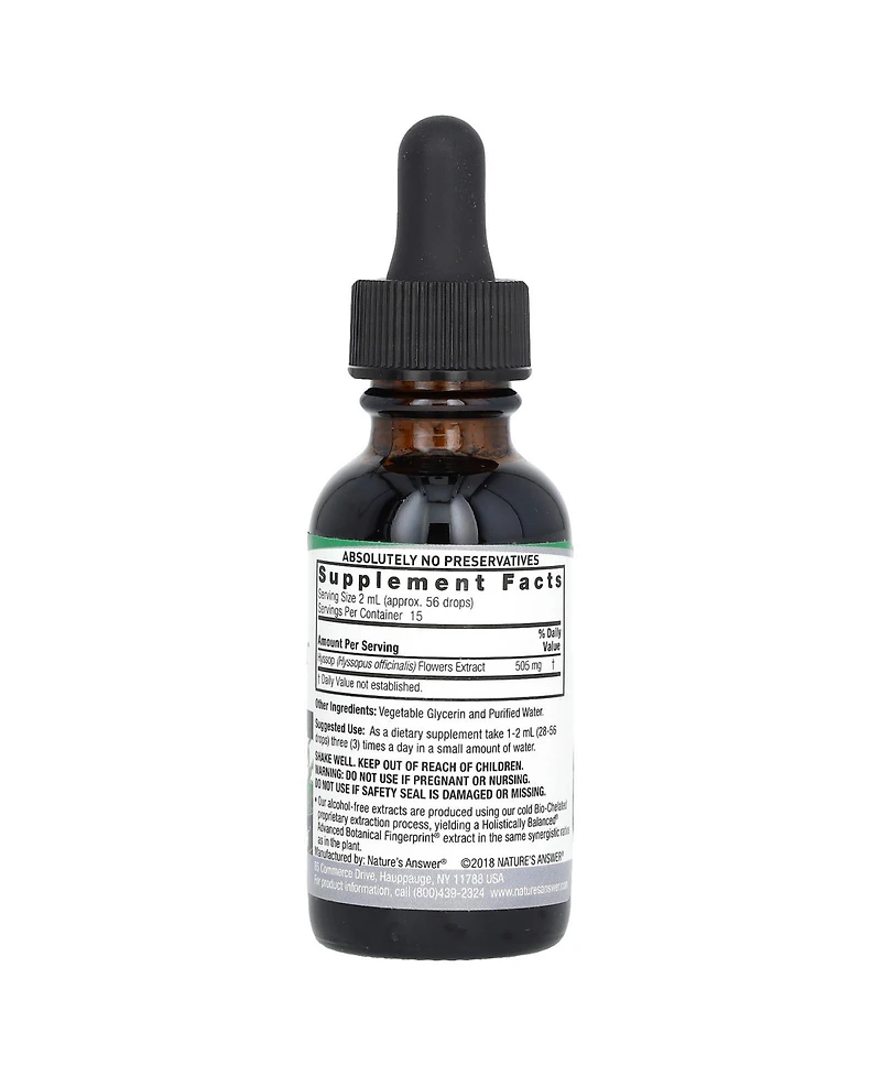 Nature's Answer Hyssop Flower Extract Alcohol-Free 505 mg