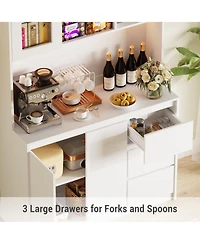 gaomon 70" Kitchen Food Pantry with Charge Station, Led Light,Storage Cabinet