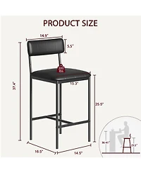 Gaomon Bar stools Set of 2, 37.4" Counter Height Modern Barstool with Back,Pub Chair