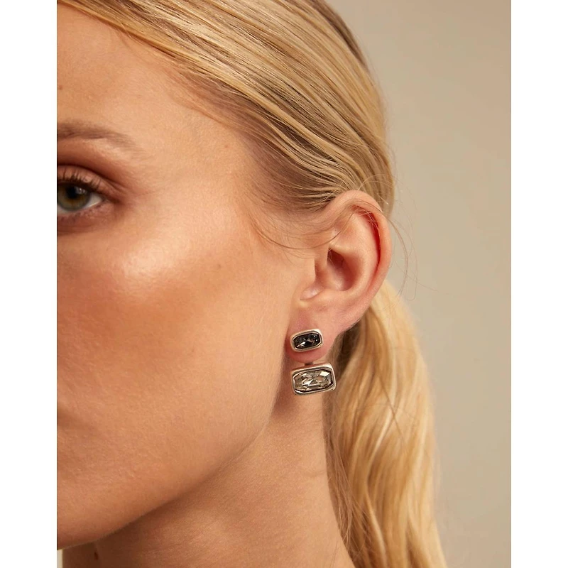 UNOde50 Sterling Silver Plated Metal Alloy and White Crystal Earrings