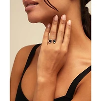 UNOde50 Two Medium Boxes Faceted Crystals Metal Alloy Ring