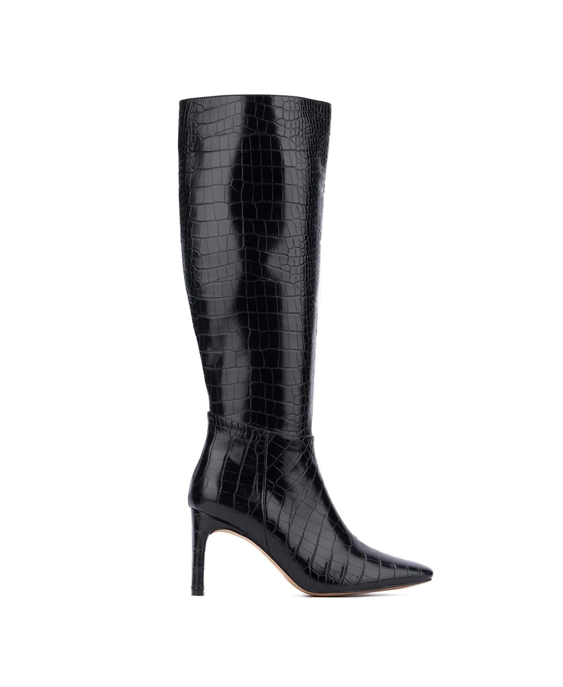 Women's Isabelle Croc Embossed Knee-High Boots Dress