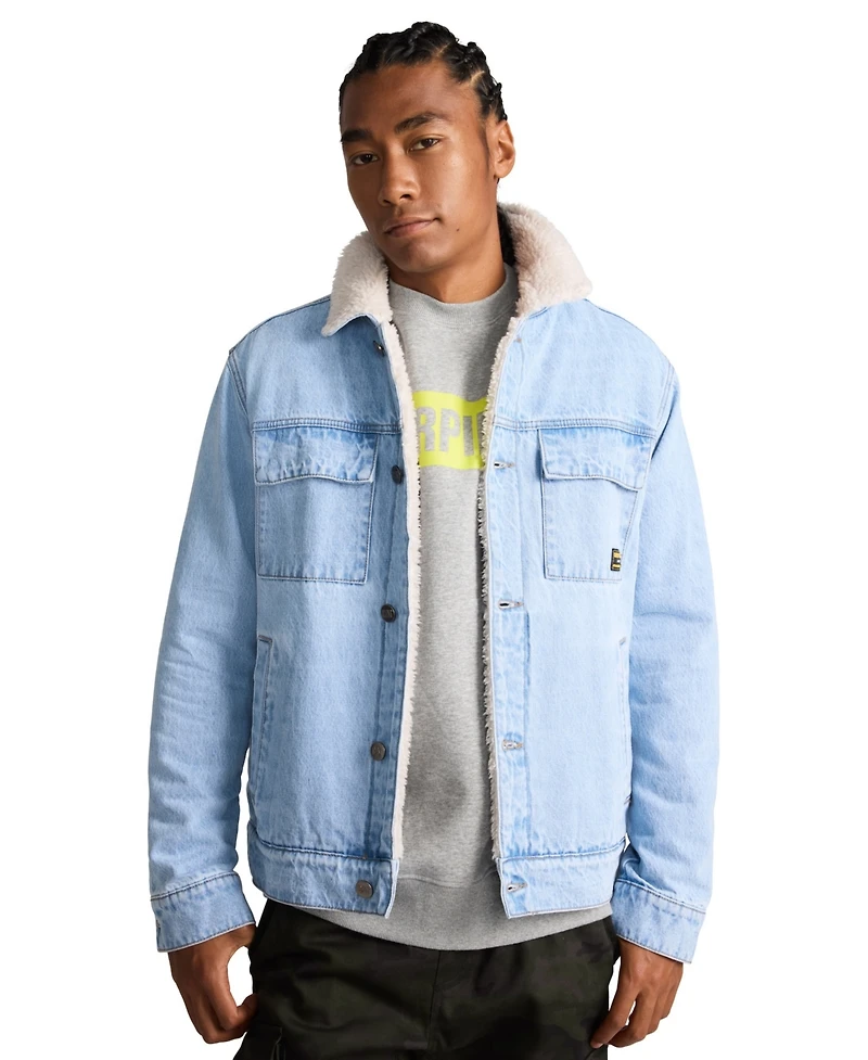 Cat Men's Denim Sherpa Lined Work Jacket