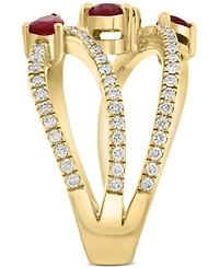 Effy Ruby (1-1/20 ct. t.w.) & Diamond (3/8 ct. t.w.) Open Crossover Statement Ring in 14k Gold