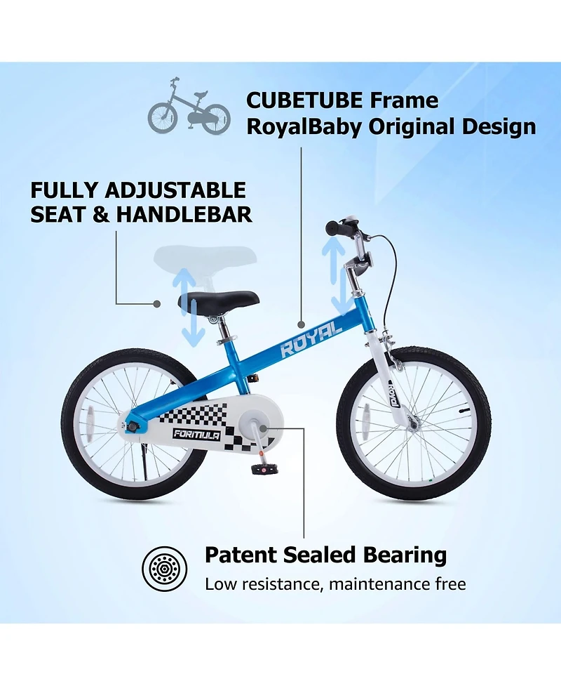 RoyalBaby Formula 12 Inch Kids Bike with Training Wheels & Coaster Brake, Blue