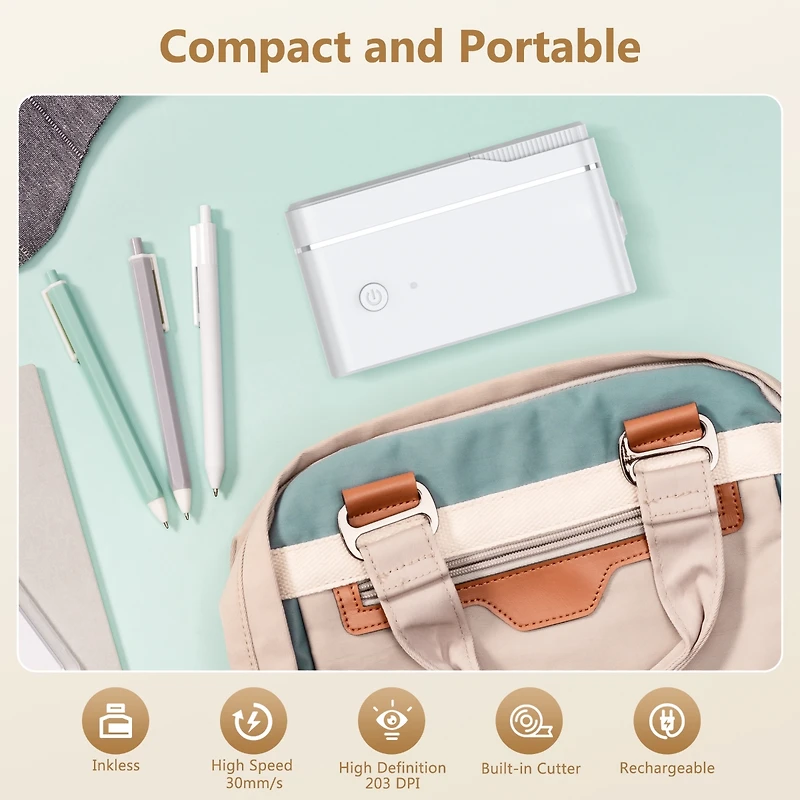 Polono P31S Label Maker Machine with Tape, Portable Thermal Printer, Portable Bluetooth Label Printer for Organizing Storage Office Home, Sticker Make