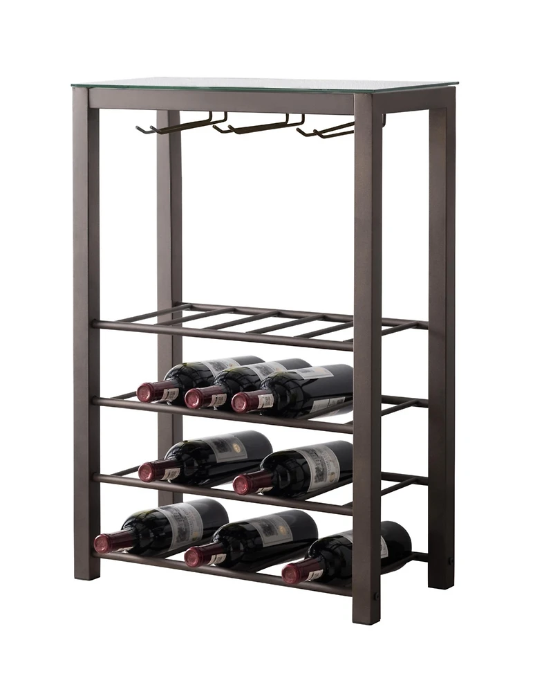 Kings Brand Furniture Freestanding Floor Wine Rack Storage Table - Hold 20 Bottles with Glasses Holder