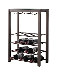 Kings Brand Furniture Freestanding Floor Wine Rack Storage Table - Hold 20 Bottles with Glasses Holder